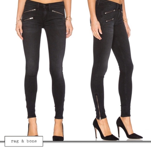 rag & bone Denim - rag & bone RBW 23 Moto Jean in Washed Black